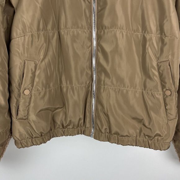 Good American Tan Full Zip Two Tone Puff Fleece Jacket Size 5 US 2XL - Picture 6 of 15